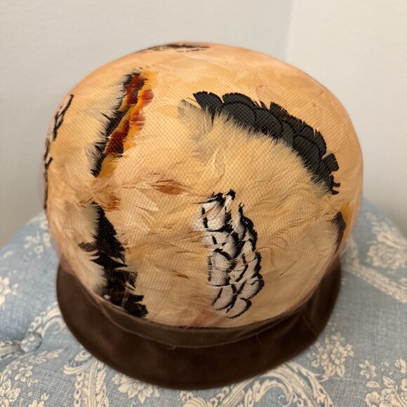 1960s Vintage Velvet Feather Hat. main image 5